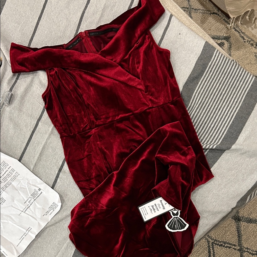 Elegant Red Velvet Dress